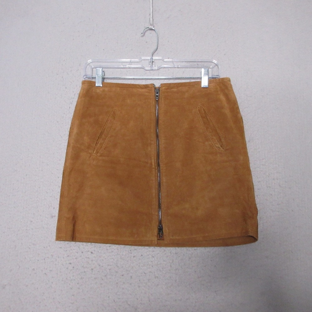 BLANKNYC Mini Skirt 27 Brown Suede Boho Western Retro Neutral Zip Fall Earthy